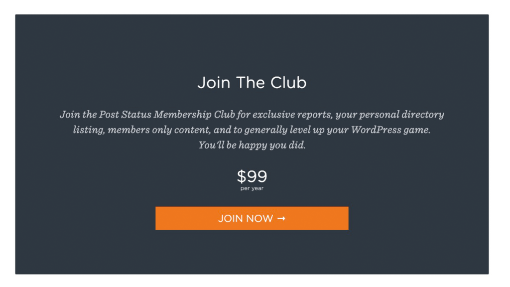 Post Status Join the Club 99 bucks
