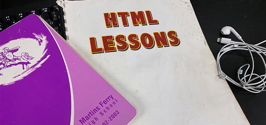 Martins Ferry 2003 School Handbook and HTML Lessons notebook.