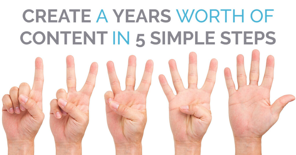 Create a Years Worth of Content in 5 Simple Steps - Hands Counting to 5