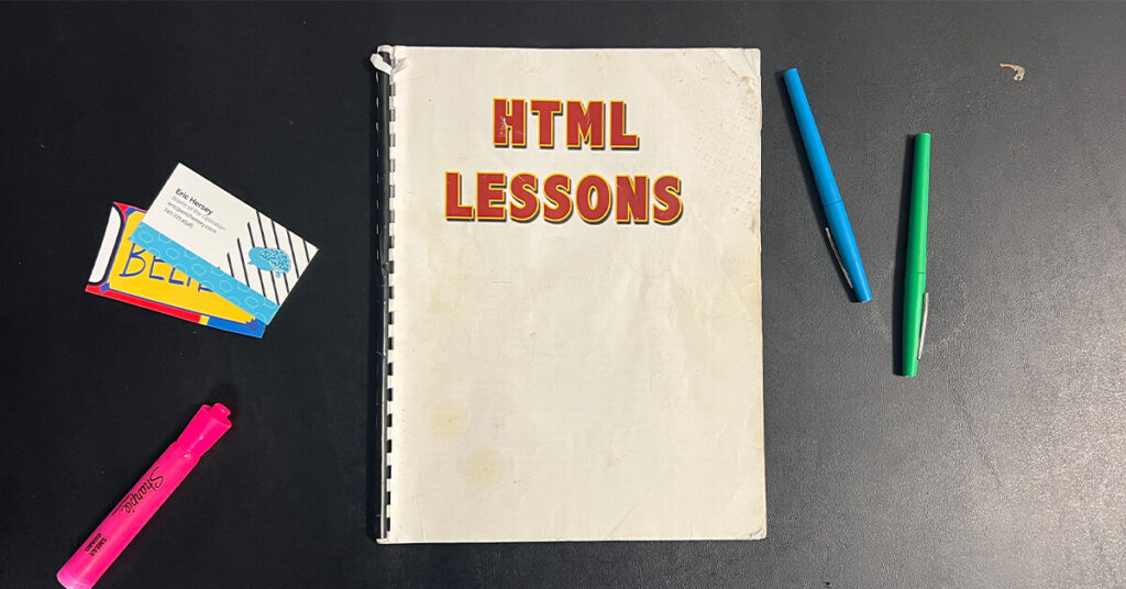 HTML Lessons Notebook used in 2000 for Web Design Students at Martins Ferry High School